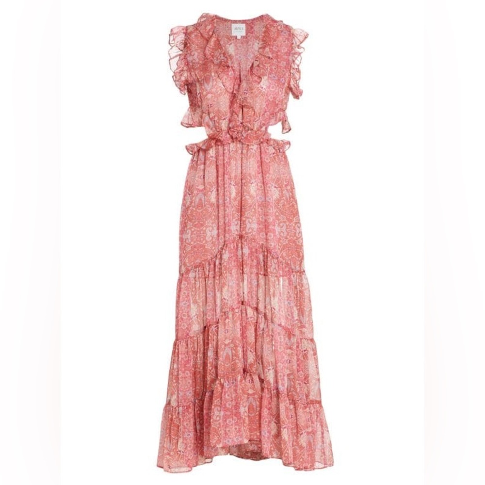 Misa Los Angeles Natasha Ruffled Floral Midi Dress - size small